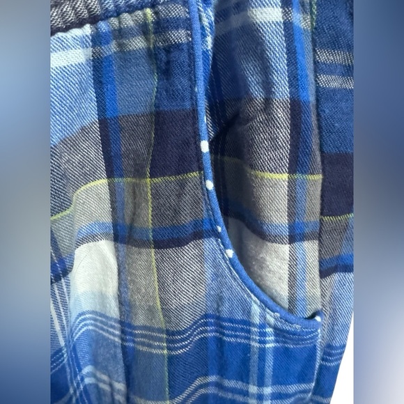 Van Winkle Pajama Set Blue White Gray Plaid Flannel L p32 - Picture 5 of 9